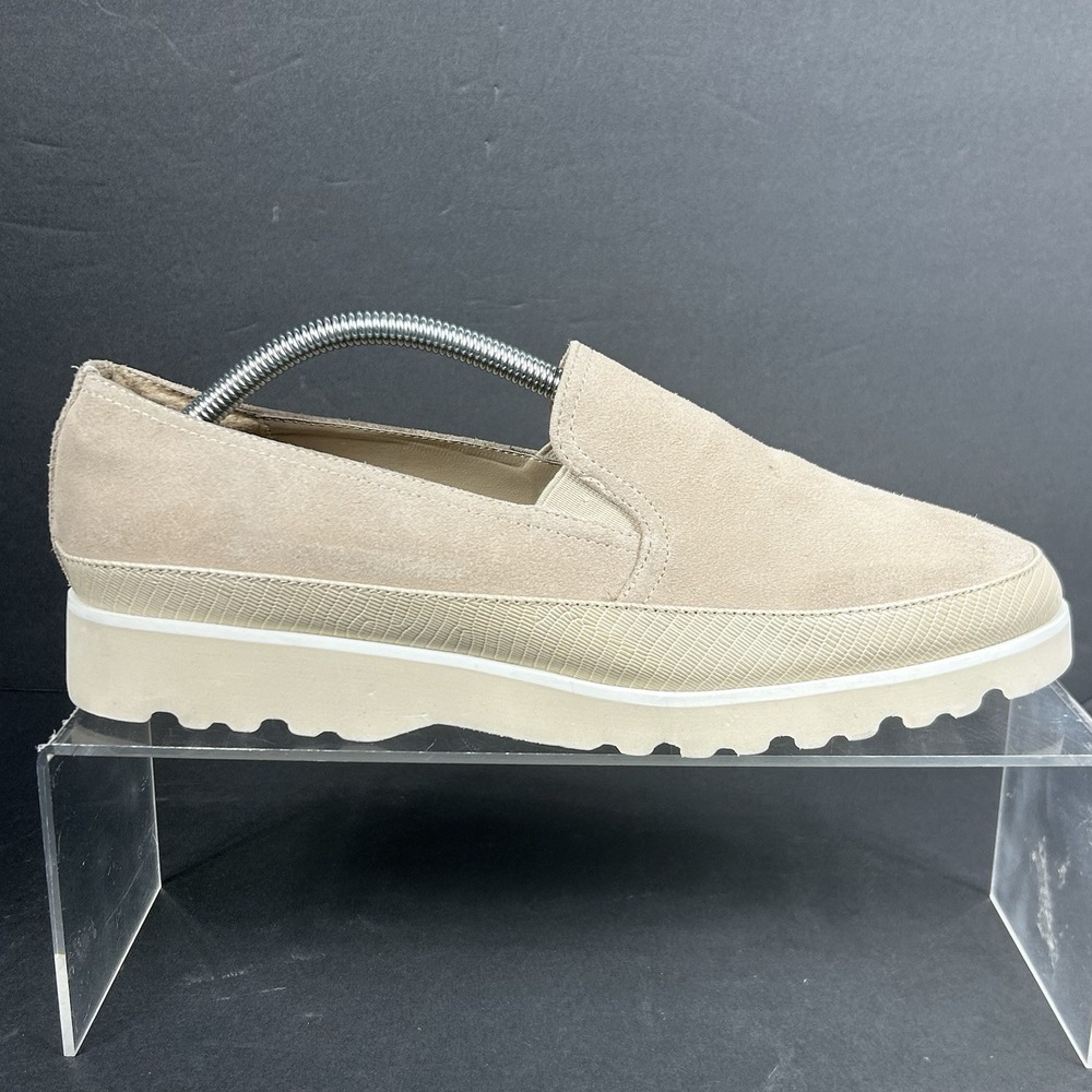Donald Pliner Size 12 Beige Suede Platform Slip On Loafers NEW Lug Shoes $250